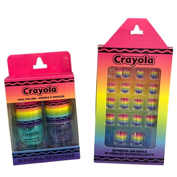 Crayola Nail Polish & Press-On Nails Set New from Claire's - Picture 1 of 2
